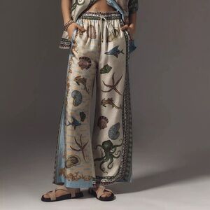 NWT Anthro X Alemais Bath House Wide-Leg Silk Pants SZ S